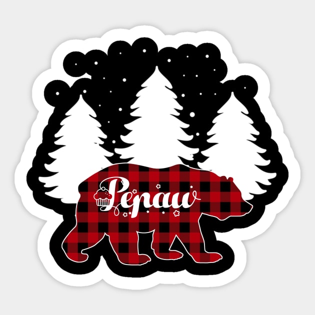 Buffalo Red Plaid Pepaw Bear Matching Family Christmas Sticker by Kagina
